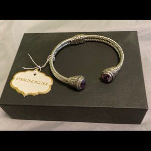 Sterling Silver Amethyst Double Cuff Bracelet